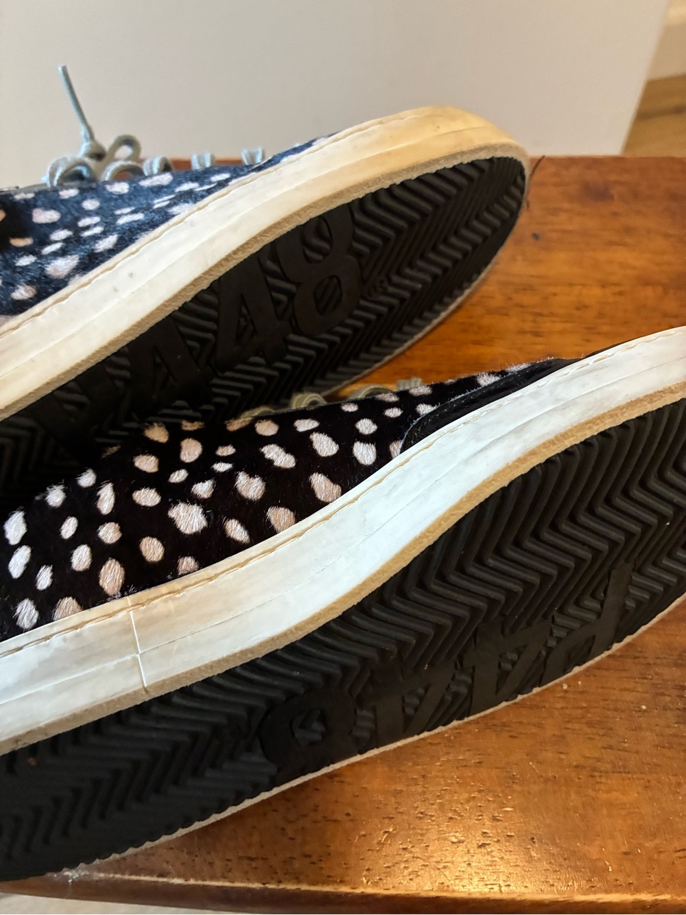 P448 John Spotted Calf Hair Leather Sneakers EU 37 Animal Print made in Italy - Picture 6 of 9